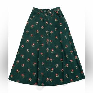 Floral Green A-Line Skirt